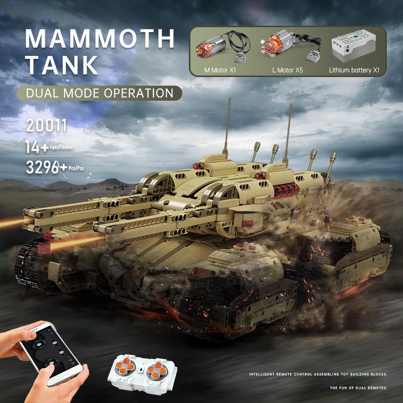 Mould King 20011 Technology MOC Building Block Tank, Remote Control  Rechargeable Military Mammoth Tank, RC Tank Model Kits for Adult