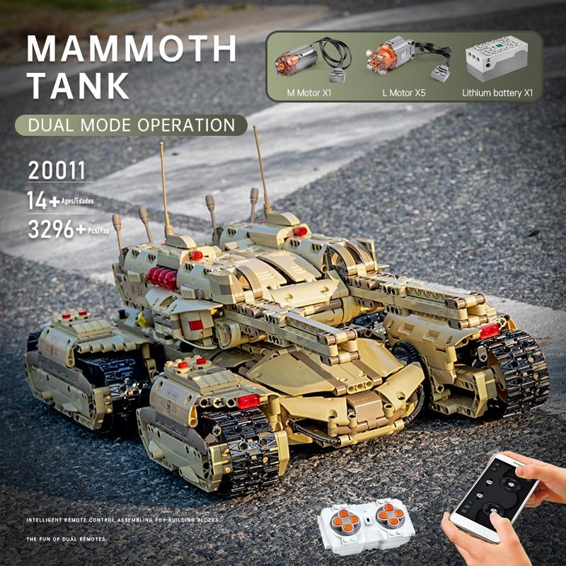Mould King 20011 Technology MOC Building Block Tank, Remote Control  Rechargeable Military Mammoth Tank, RC Tank Model Kits for Adult