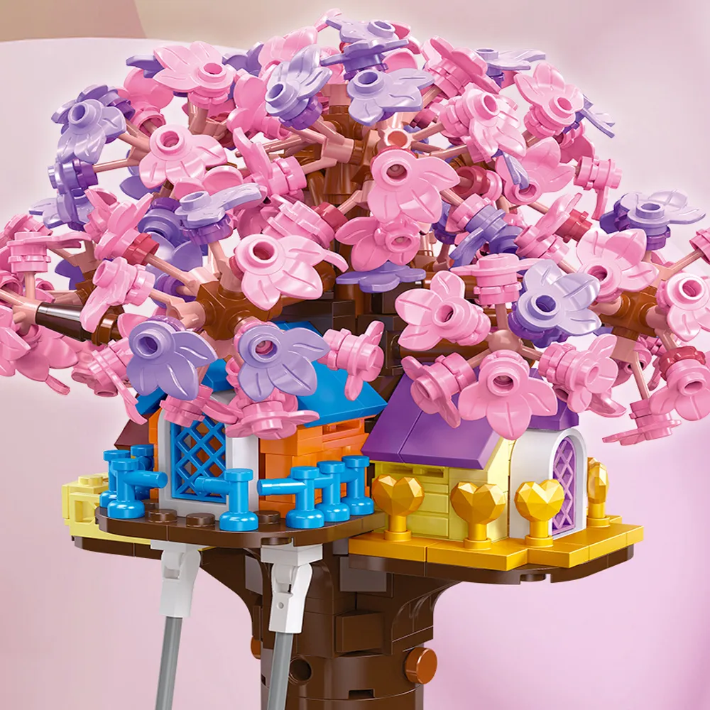 58026 Jiestar Ideas Moc DIY Romantic Tree House Flowers Brick