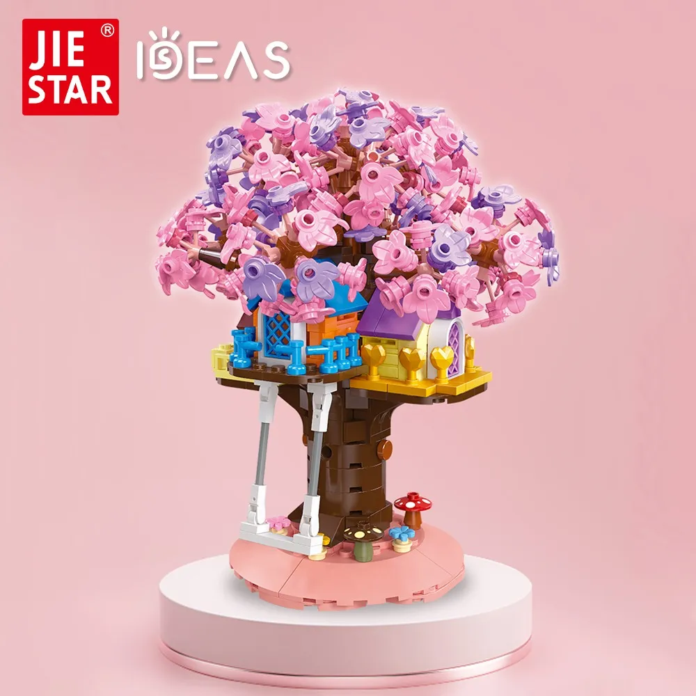 58026 Jiestar Ideas Moc DIY Romantic Tree House Flowers Brick Modular Model Building Blocks Girls Toys - LEPIN LEPIN Store