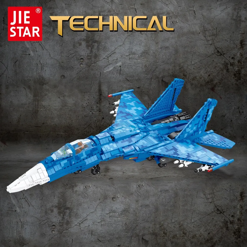 61050 Jiestar Moc High tech Military Plane Su 35 Fighter Aircraft Brick Technical Model Building Blocks - LEPIN LEPIN Store
