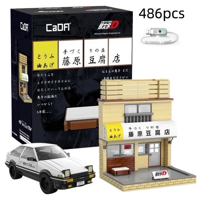 Cada Anime Initial D Tofu Shop House Model Building Blocks City Japanese  Racing Car Parking Lot Bricks Toys Kid Gifts With LED - LEPIN LEPIN Store
