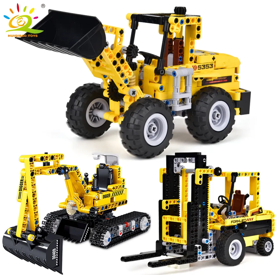 HUIQIBAO Engineering Truck Tech Building Block City Construction Toy For Children Boy Adults Excavator Bulldozer Crane - LEPIN LEPIN Store