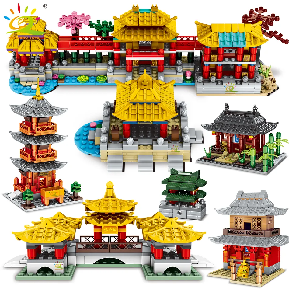 HUIQIBAO MOC Chinese Ancient Architecture Series Building Blocks Street View Game Children City Construction Brick Toy - LEPIN LEPIN Store