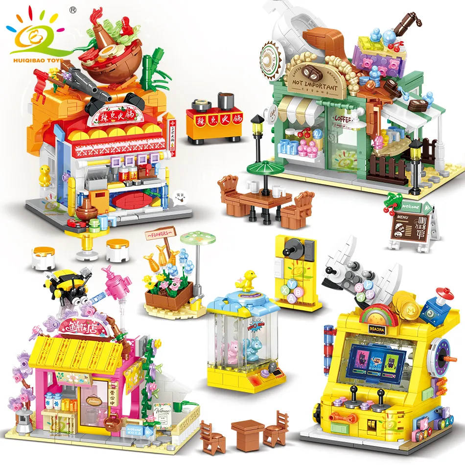 HUIQIBAO MOC Street View Architecture Series Building Blocks Restaurant Game Room Children City Construction Brick Toy - LEPIN LEPIN Store