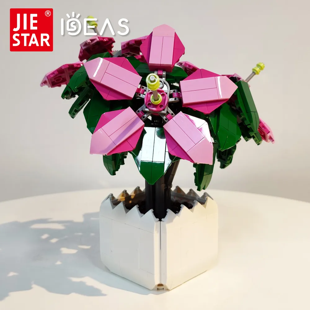 Jiestar Ideas DIY Lily Azalea Rose Bluebell Pink Palm Bouquet Flower Brick Potted Plants Building Blocks - LEPIN LEPIN Store