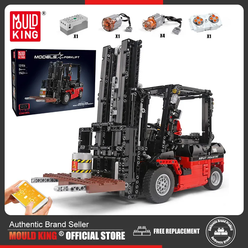 MOULD KING 13106 Technical Building Blocks MOC 3681 Bricks City Engineering Vehicles RC Forklift Truck Toy - LEPIN LEPIN Store
