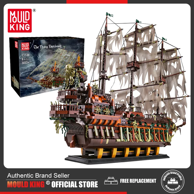 MOULD KING 13138 Pirate Ship Building Blocks Flying Dutchmans Boat Construction Kit for Adults Kids Bricks - LEPIN LEPIN Store