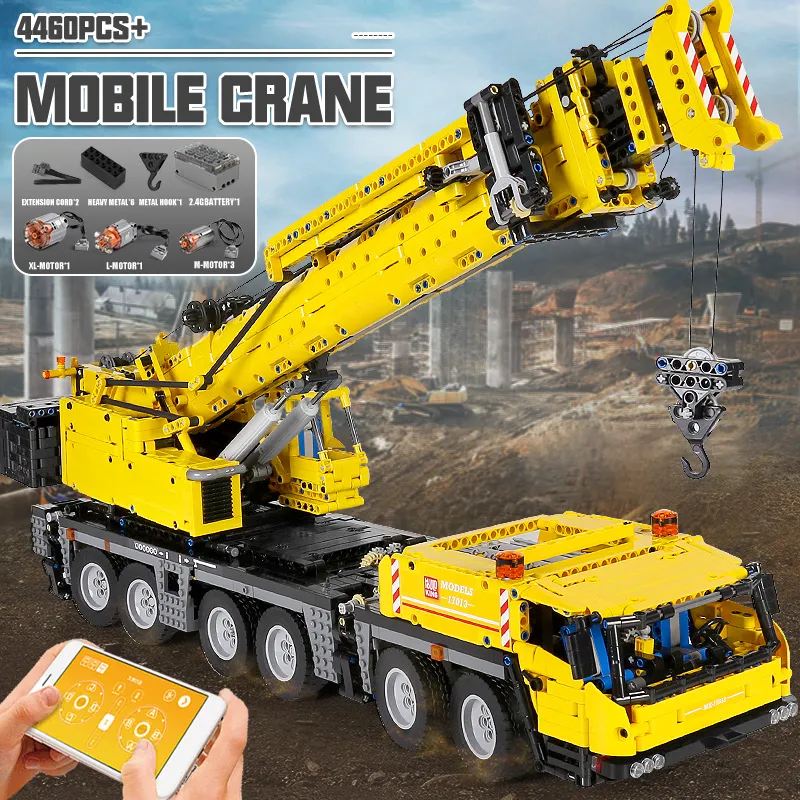 Mould King 19002 Pneumatic Truck Crane Technology Car Building Block Toy  MOC
