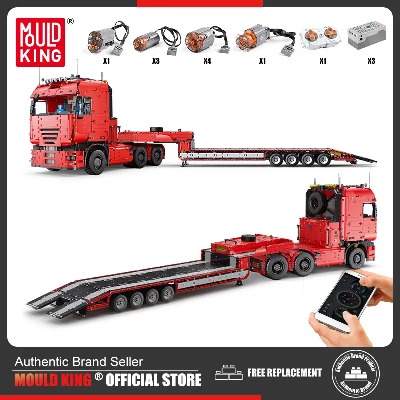 MOULD KING 19005 Building Block Technical Car MOC 2475 Brick APP Motorized Tractor Truck and Trailer - LEPIN LEPIN Store