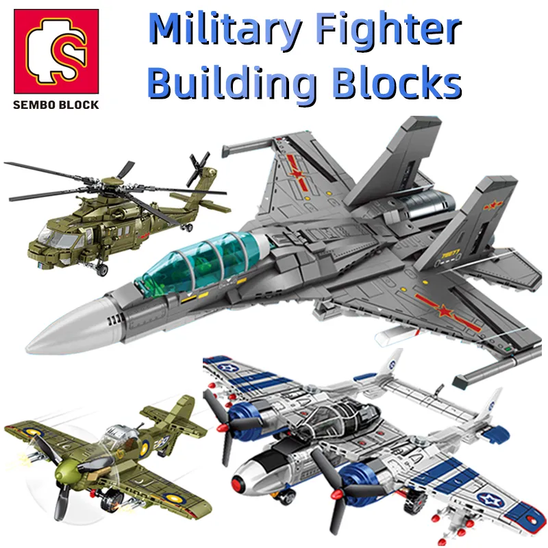 SEMBO BLOCK Aircraft Military Building Blocks DIY Bricks Aerospace Armored Gunship Airplane Toys Gifts Adult Child - LEPIN LEPIN Store