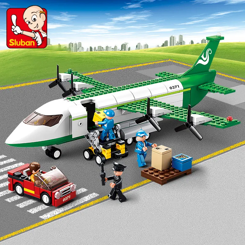 Sluban Building Block Toys Aviation Transportation Plane 383PCS Bricks B0371 Airfreighter Fit With Leading Brands Constructions - LEPIN LEPIN Store