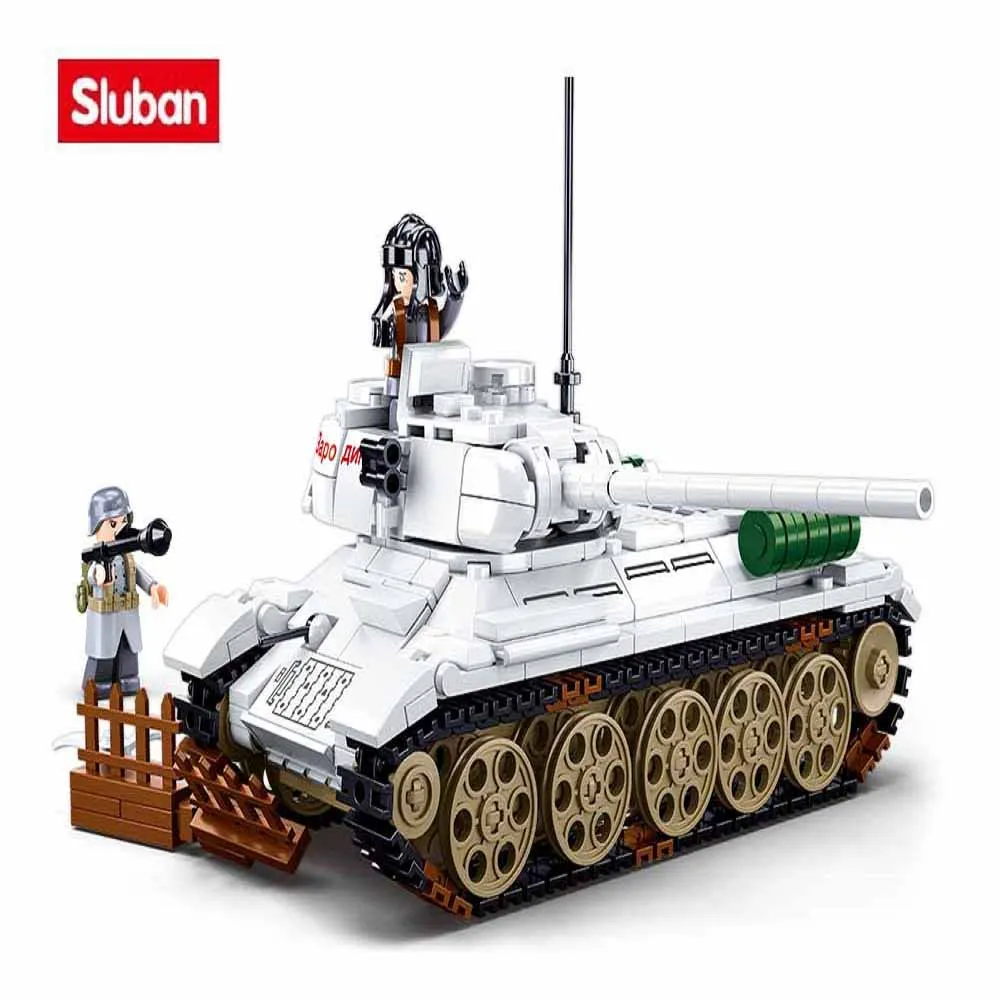 SLUBAN Military USSR WW2 BMP-2MS Infantry fighting vehicles Building Blocks  World War 2 Soldier Army Tank Bricks Model Kit Toys
