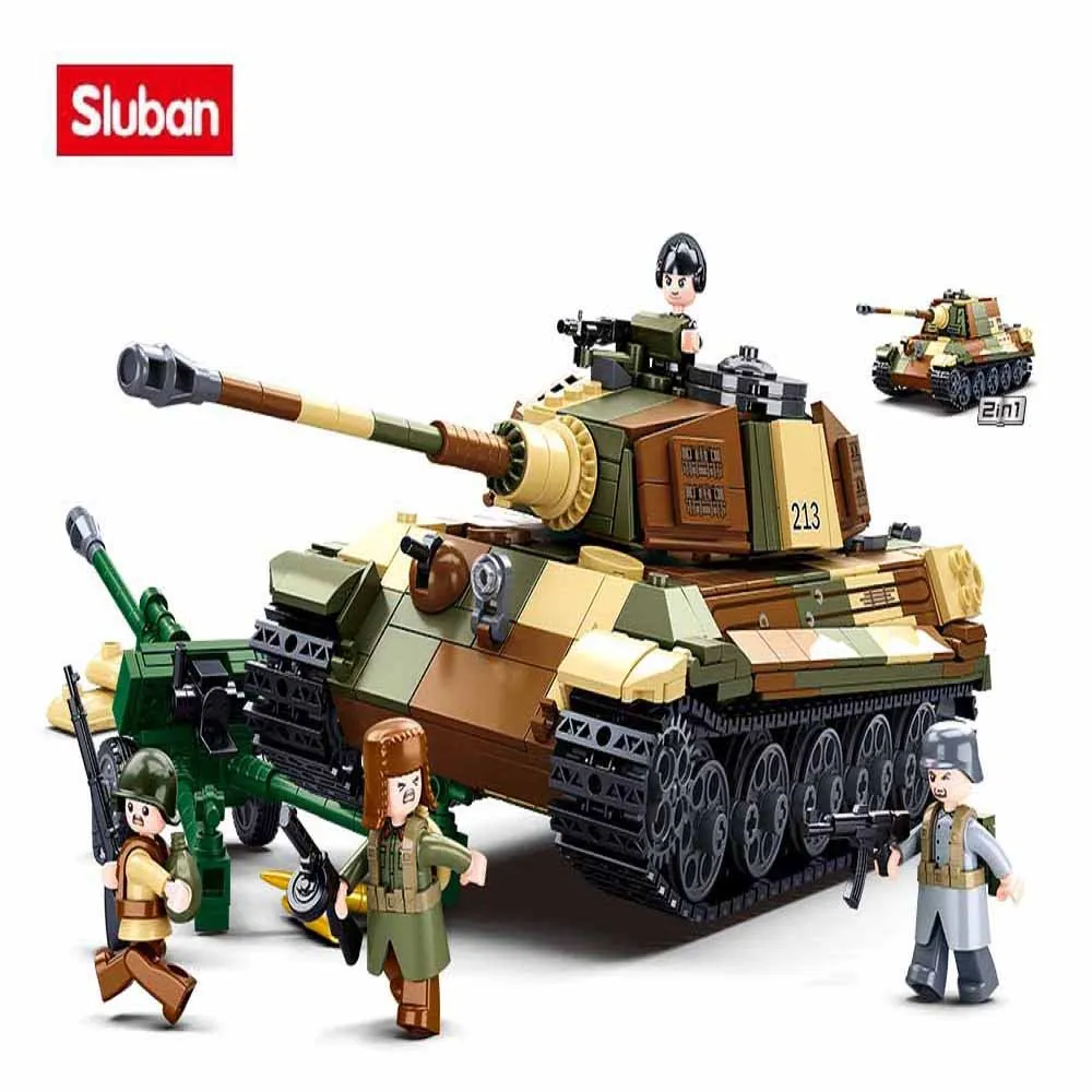 Sluban Building Block Toys World War 2 B0980 The King Tiger Heavy Tank  930PCS Bricks Compatbile With Leading Brands - LEPIN LEPIN Store