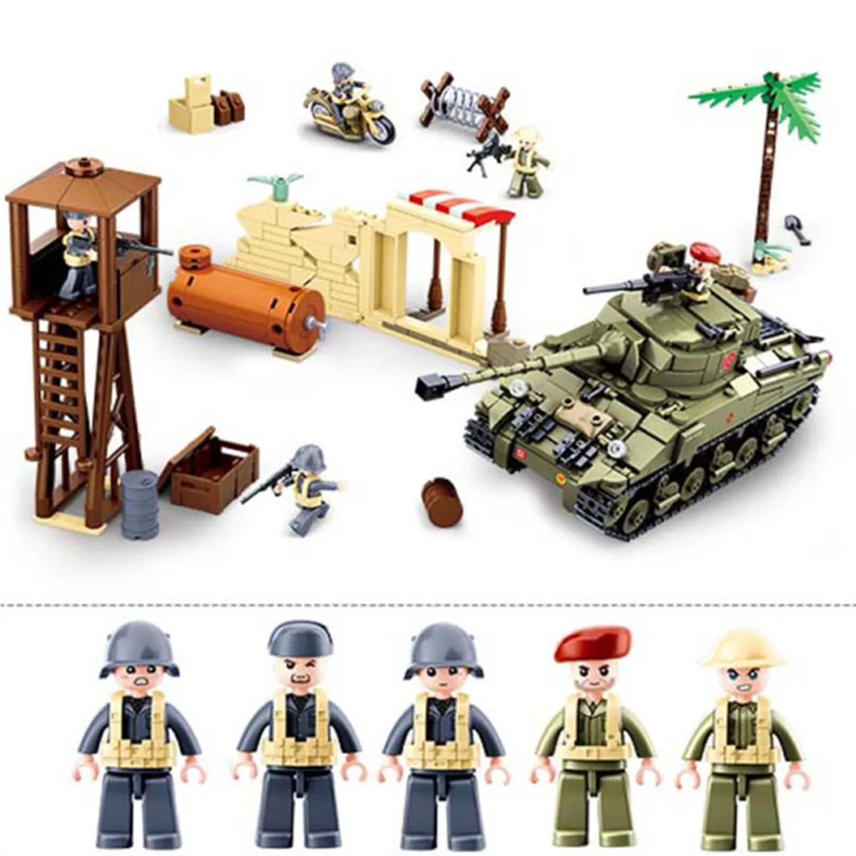 Sluban Building Block Toys WWⅡ B0713 The Battle of Ei Alamein 790PCS Bricks  Army Tanks Military Set Fit With Leading Brands - LEPIN LEPIN Store