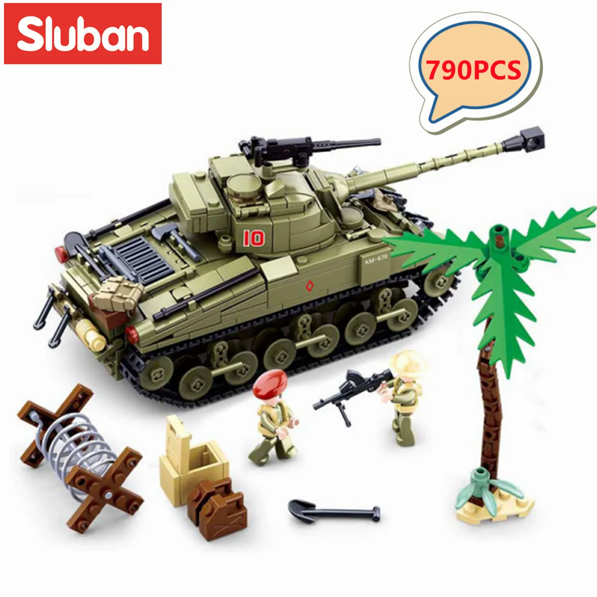 Sluban Building Block Toys WW2 Army Tank Military MBT M1A2 Abrams FV 4034