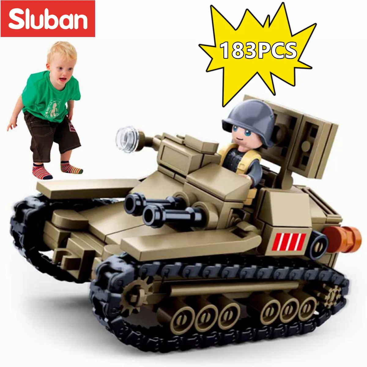 Sluban Building Block Toys WW2 Army CV33 Light Tank 183PCS Bricks B0709  Military Construction Compatbile With Leading Brands - LEPIN LEPIN Store
