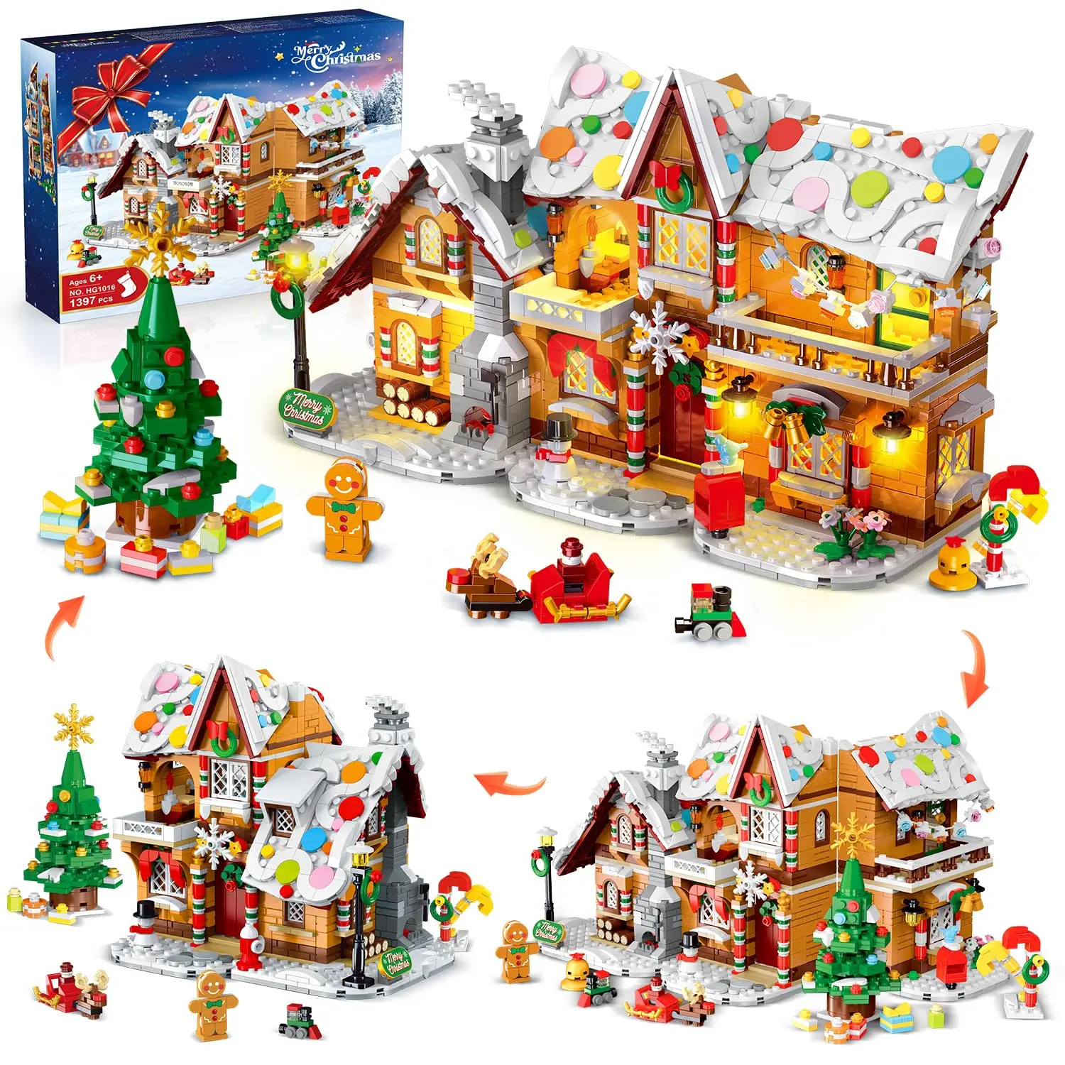 2025 Christmas Gingerbread House Building Toy with LED Light